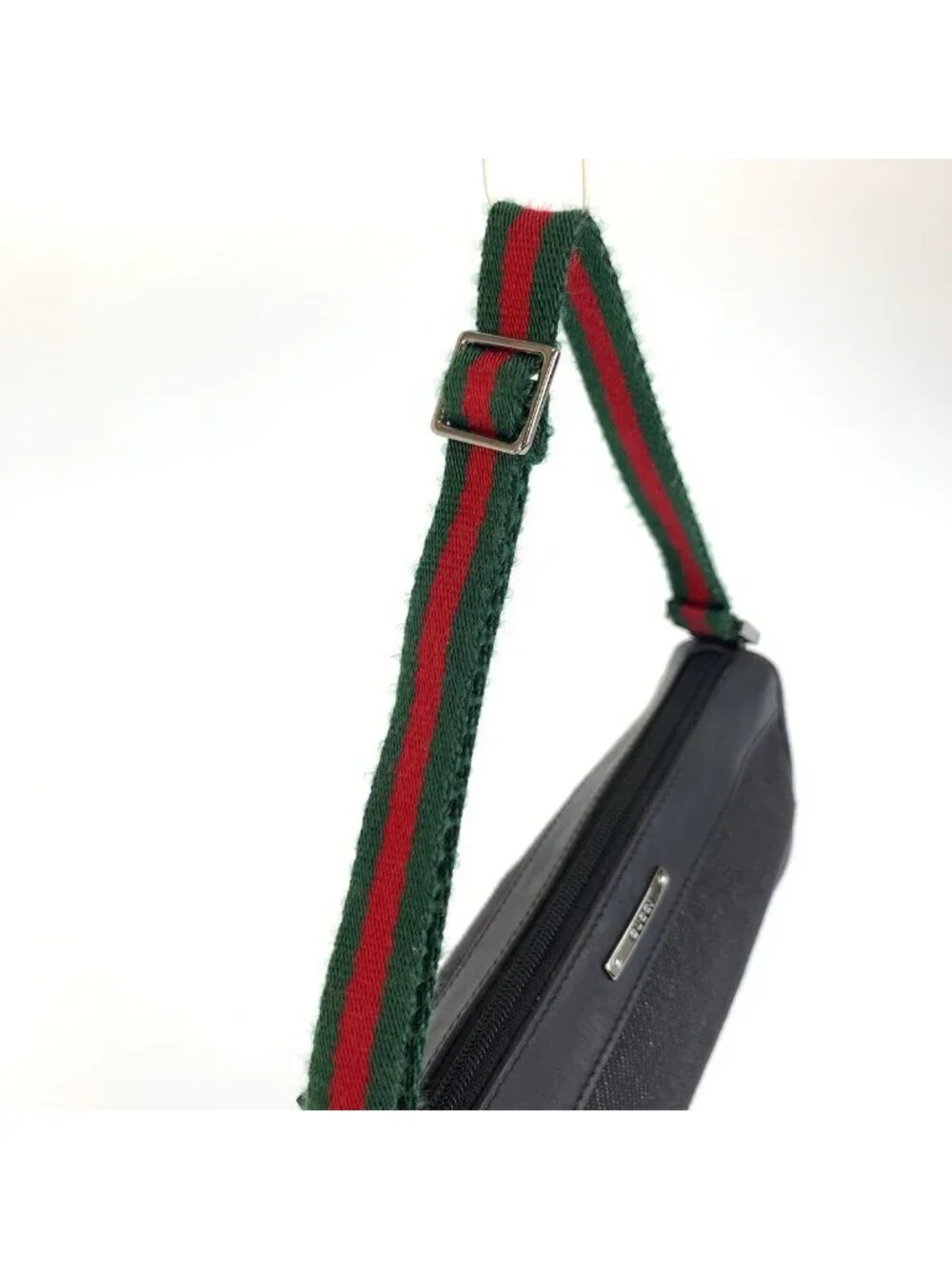 Gucci Sherry Line Black Silver Canvas Handbag Pouch